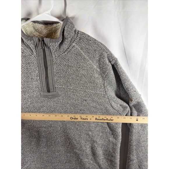 Orvis Fleece Sweater Womens Large Gray Wool Blend Quarter Zip Pullover Sherpa - Picture 2 of 9